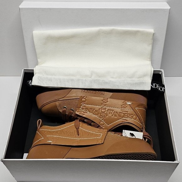 RARE JW Anderson Paneled Low-top Sneakers Leather Brown US Size 8 EU40 NEW - Picture 4 of 7